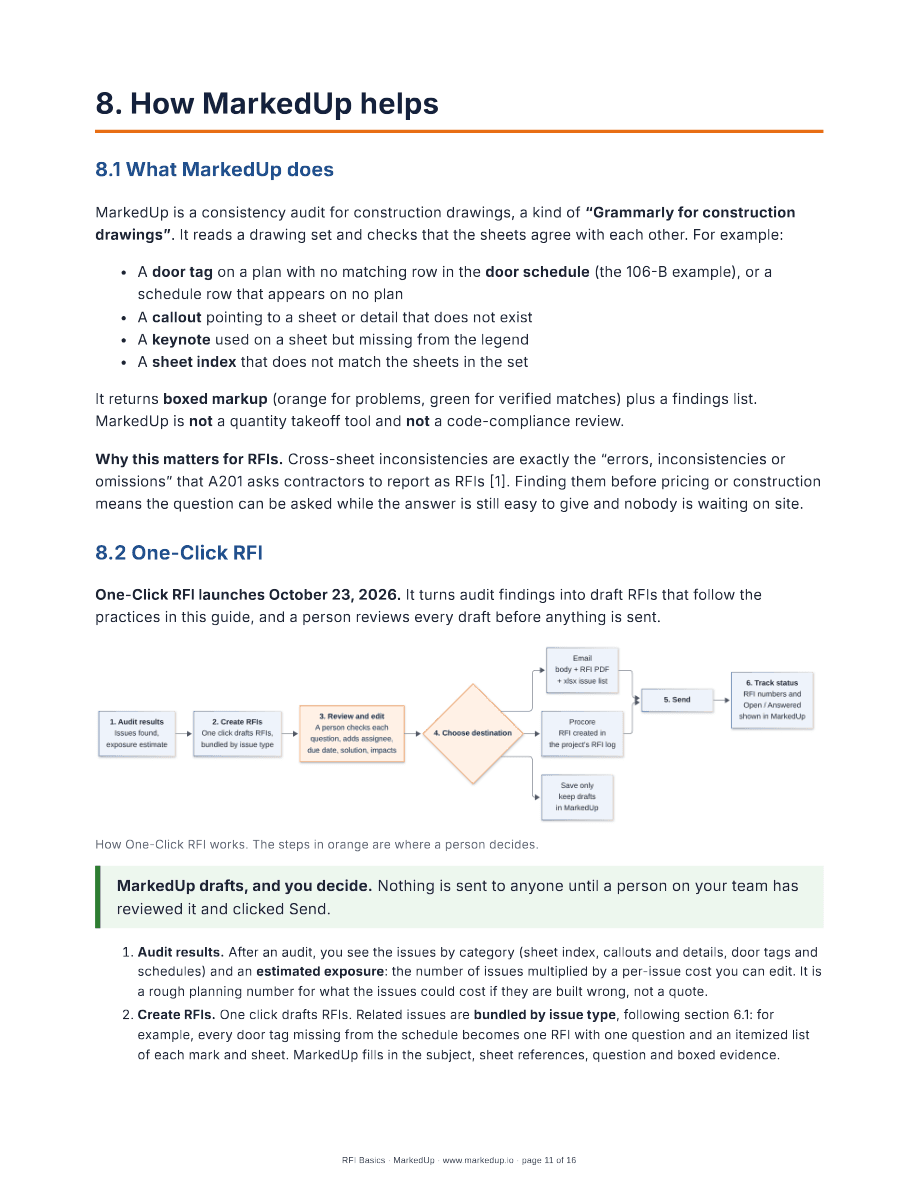 Guide page on One-Click RFI, launching October 23, 2026.